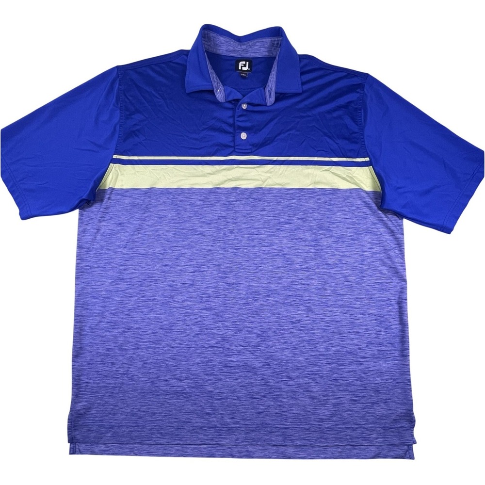 FootJoy Golf Polo Men XXL Blue Purple Heather Colorblock Performance Shirt Short